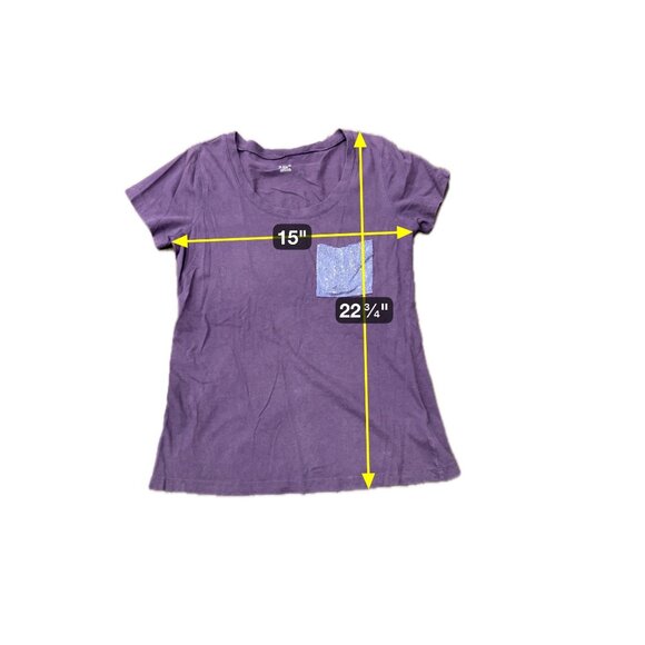 Ana Purple Petite T-Shirt Sequined Pocket Detail Sz PM - Picture 7 of 10